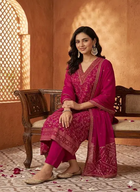 Bs 149 Jacard Weaving Work Kurti With Bottom Dupatta